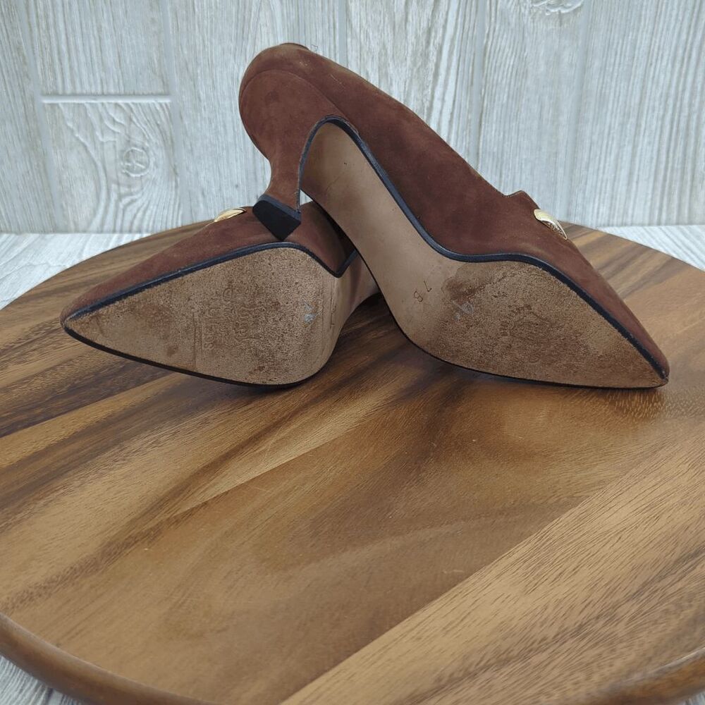 Sacha London Women’s 7B Embellished Brown Suede Pump Heels Made in Spain - Picture 8 of 12